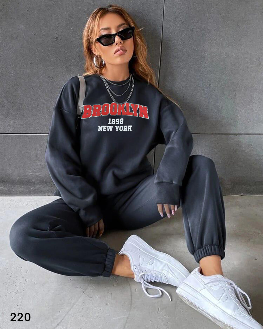 Women Brooklyn Sweat Suit Set - Dark Grey