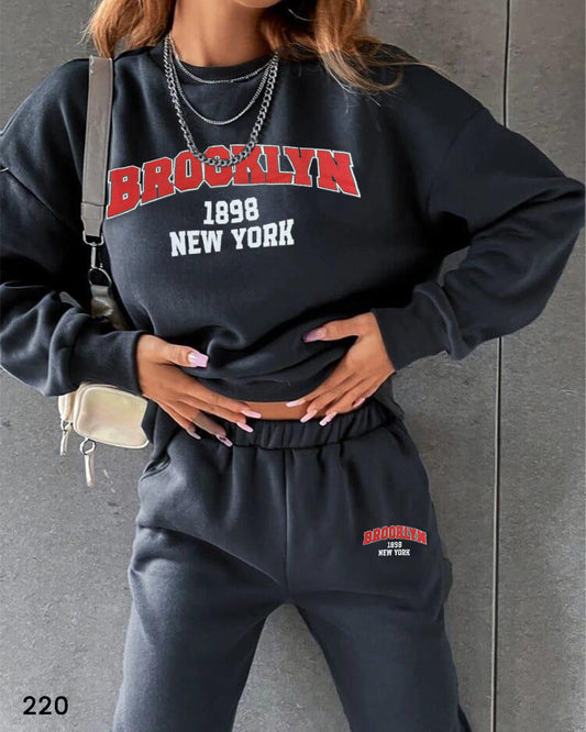 Women Brooklyn Sweat Suit Set - Dark Grey
