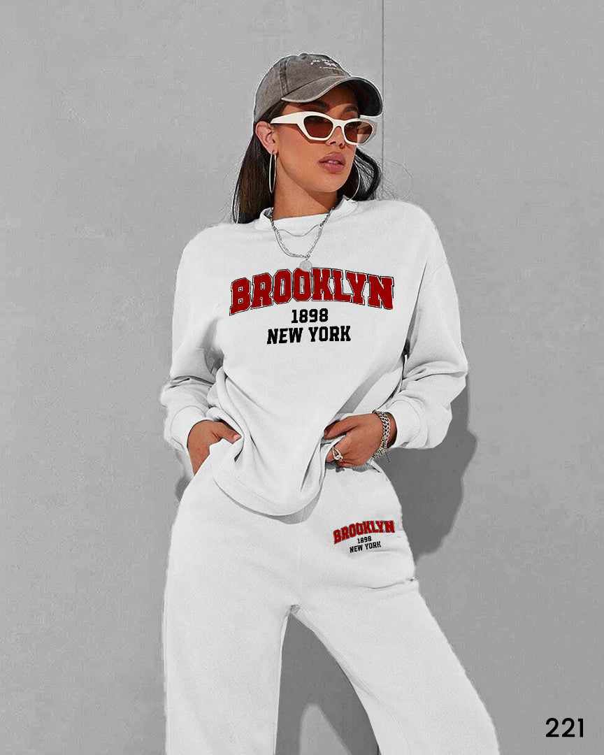 Women Brooklyn Sweat Suit Set - White