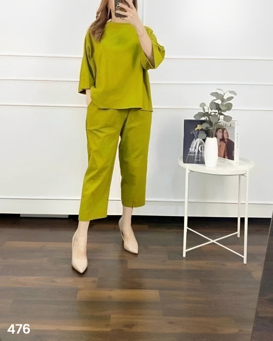 Quarter Sleeves Co-ord Set - Lime