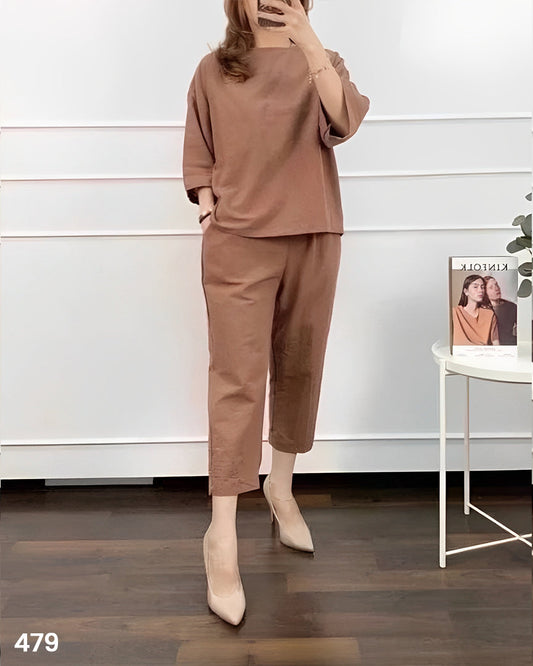 Quarter Sleeves Co-ord Set - Cocoa Brown