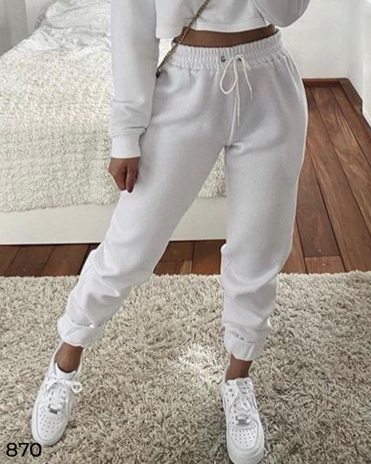 Basic Jogger Pants White - 870`