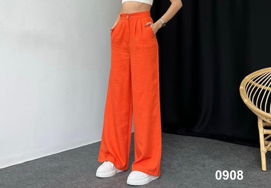 High Waist Plazo - Orange
